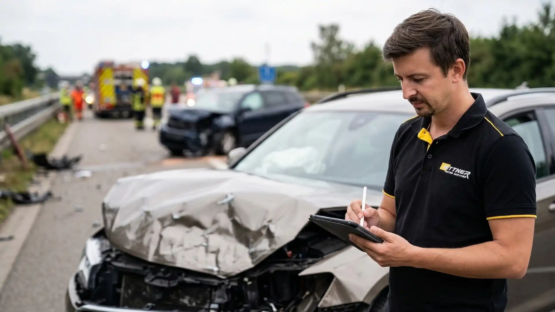 KFZ Gutachter erstellt Unfallgutachten direkt an Unfallstelle in Renningen